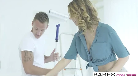Babes - Stepmom and daughter share the painter cock